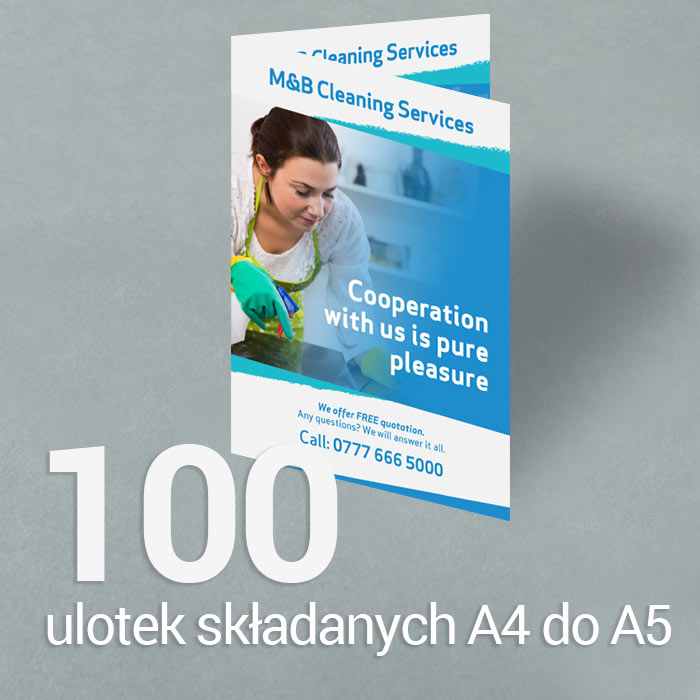 100 Ulotka A4 składana do A5 Gloss/Silk 100 Ulotka A4 składana do A5 Gloss/Silk