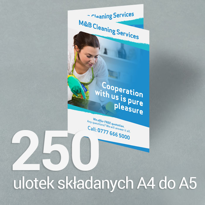 250 Ulotka A4 składana do A5 Gloss/Silk 250 Ulotka A4 składana do A5 Gloss/Silk
