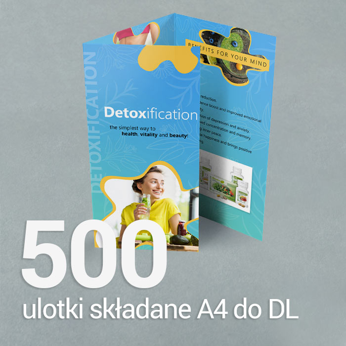 500 Ulotka A4 składana do 1/3 A4 Gloss/Silk 500 Ulotka A4 składana do 1/3 A4 Gloss/Silk
