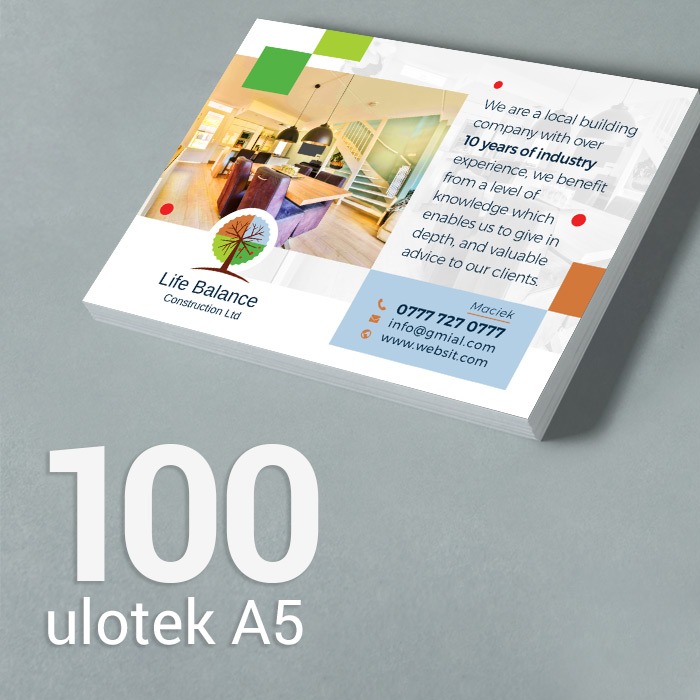 100 Ulotka A5 Gloss/Silk 100 Ulotka A5 Gloss/Silk