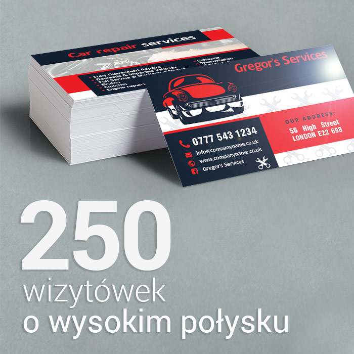 250 Wizytówki o wysokim połysku 250 Wizytówki o wysokim połysku
