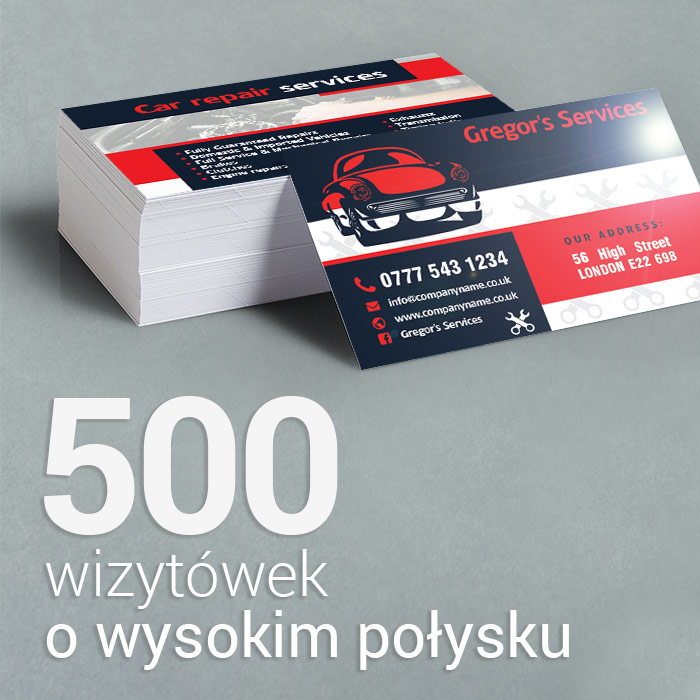 500 Wizytówki o wysokim połysku 500 Wizytówki o wysokim połysku